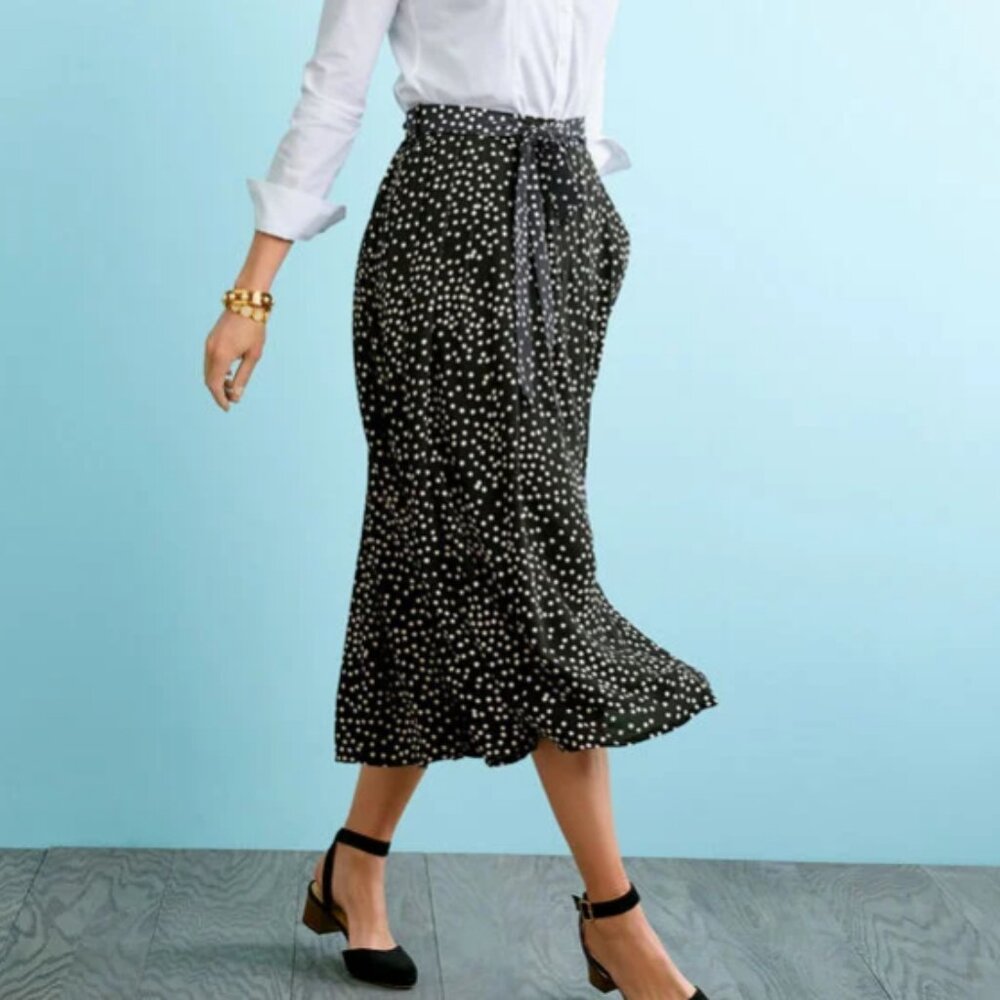 Talbots Dot Button Front Skirt in Black and White - Picture 4 of 6